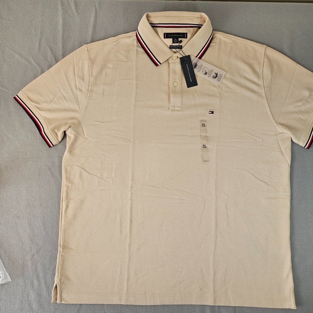Tommy Hilfiger regular fit wicking polo shirt men X-Large Beige